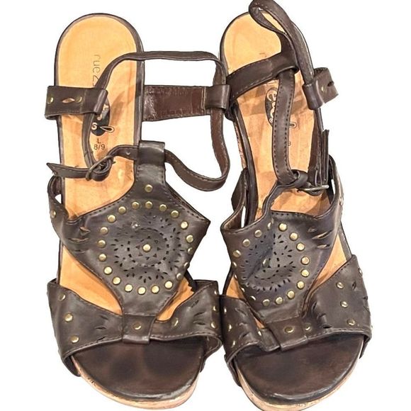 Rue 21 Brown Summer Cork Wedges Size 8/9 - Picture 7 of 9